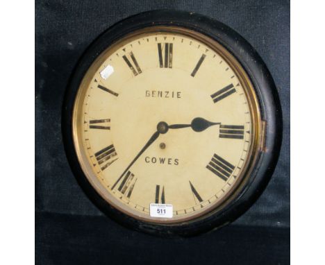 A 19th century circular wall clock, the painted dial signed Benzie of Cowes - having fusee movement - 36cm diameter 