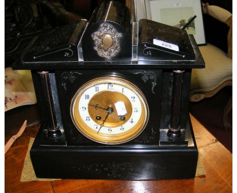 Victorian slate mantle clock with chiming movement 
