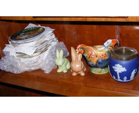 Cockerel teapot, Wedgwood biscuit barrel, etc. 
