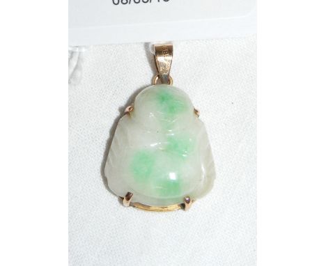 A 14ct gold jade Buddha pendant 