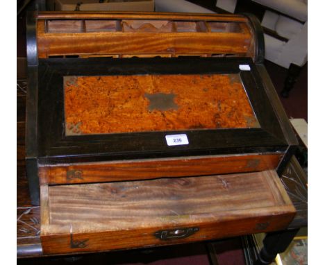 An unusual 19th century Chinese and camphorwood brass inlaid campaign desk with pop-up interior 
