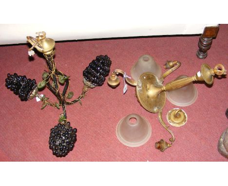 A decorative "Grape" design ceiling light and one other 