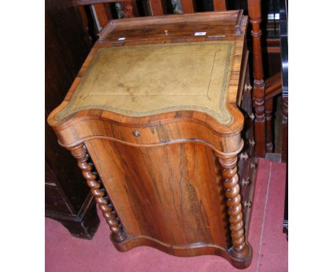 Victorian rosewood Davenport desk with sliding top and drawers to the side 