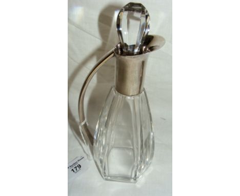 WMF modernist style glass and plated wine jug with stopper - 22cm high 