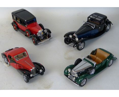 Franklin Mint - 1:24 scale die cast model of a 1930 Bugatti Royale Coupe Napolean, a 1936 Bugatti type 57SC, a 1938 Alvis 4.3