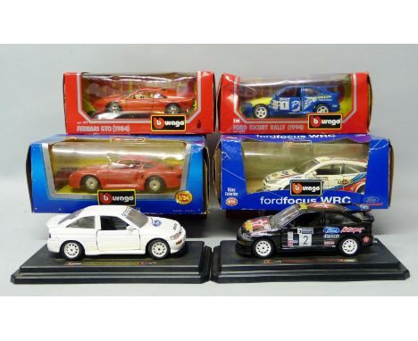 Burago: 1;24 scale, Bijoux Collection, three Ford Escort rally cars, a Ford Focus rally car together with a Porsche 959 and a