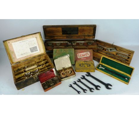 A quantity of engineering tools, to include a "Green River" tap and die set, case, various panel beating dollies and various 