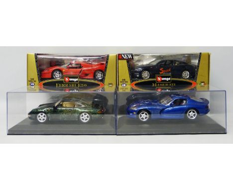 Burago: 1;18 scale, Ferrari F50, 1995, Maserati 3200 GT, 1998, together with exclusiv cars Porsche 911 and Dodge Viper (boxed