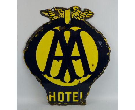 An AA double sided porcelain enamel advertising sign, 62 x 53 cm.