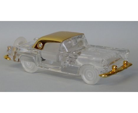 Franklin Mint - 1:24 scale polished and frosted lead crystal model of a 1956 Thunderbird Dreambird, with 22ct gold plated hoo