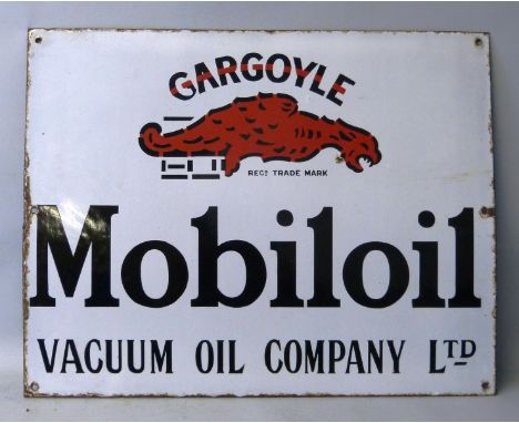 Gargoyle - a rectangular porcelain enamel single sided Mobiloil sign, 48 x 61 cm.