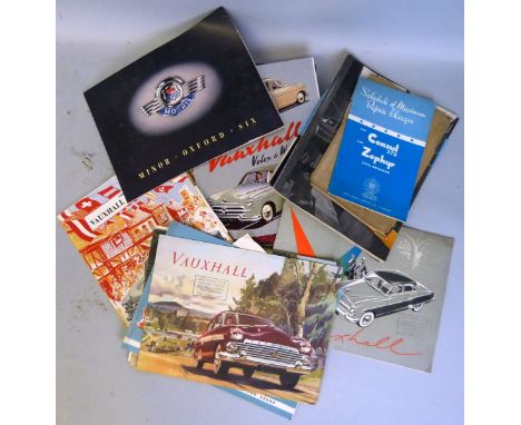 A quantity of motoring brochures, relating to Vauxhall Victor, Wyvern and Velox, together with other motoring related literat