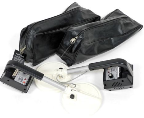 Two Law Enforcement Associates metal detectors, model 105, 43cm long, each cased.