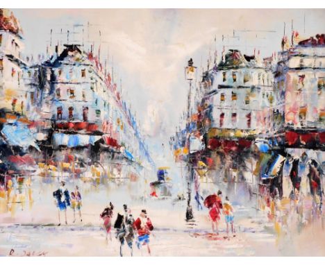 R. Daley (20thC School). Parisian Street Scene, oil on canvas, signed, 40cm x 49cm.