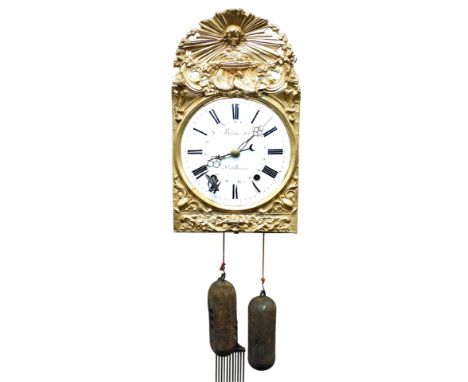 A French comtoise wall clock, by Bobilier, h'ger a Castillonnes, the circular enamel dial bearing Roman numerals, eight day m
