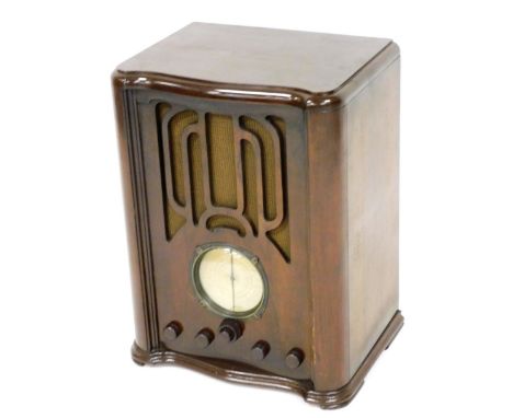 A Ferguson Radio Corporation Ltd oak cased radio, model number 378AC, 56cm high, 40cm wide, 30cm deep. 