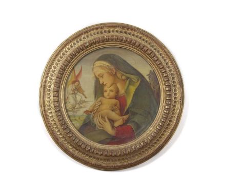 Italian School, 20th Century, Virgin and Child with an angel playing the violin, beneath CR monogram, dated 1900, presented i