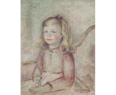 Joan Souter Robertson (British,1904-1985) Study of a seated young girl; 'Joan Souter Robertson sketch of Fiona Guinness for a