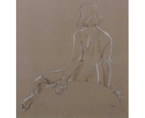 Ruthli Losh - Atkinson (British, 1934-2011), 'L' Inverno', seated female nude study, graphite and pastel on pastel paper, sig