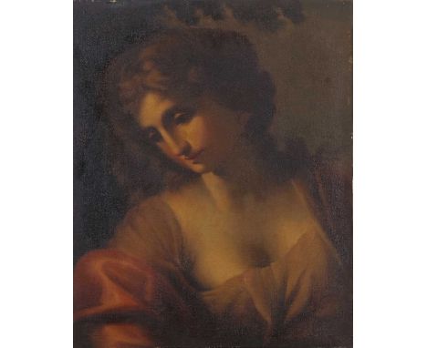 Italian School, Late 19th Century, Portrait of a lady in classical dress, probably a fragment of a larger work, oil on canvas