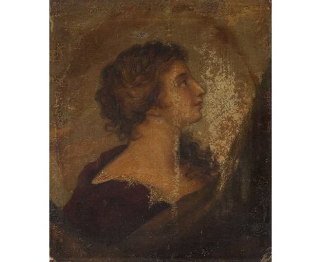 Circle of Angelica Kauffmann (Swiss, 1741-1807), Possible self-portrait of the artist, oil on board, unframed. 11x10ins., app