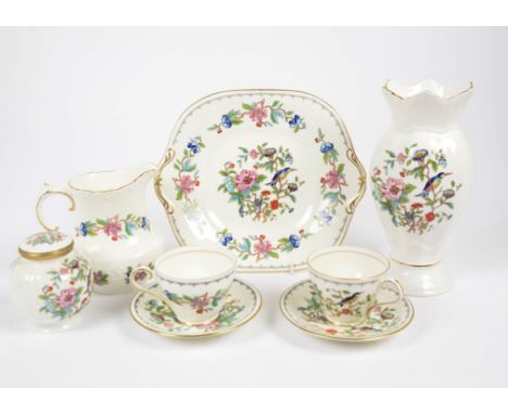 A collection of Aynsley 'Pembroke' pattern table ware, including cake stand, vase, cups, saucers, jugs and other other items,