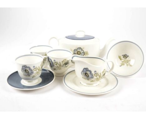 A Susie Cooper 'Glen Mist' pattern tea set, comprising six cups and saucers, six side plates, sandwich plate, teapot, milk ju