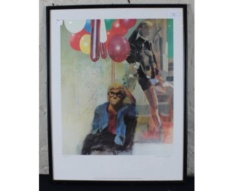 Sir Peter Blake (born 1932) RA, David Hockney in a Hollywood/Spanish Interior, colour print, signed "Peter Blake" and numbere