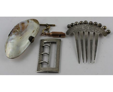 A Victorian silver buckle,&nbsp;&nbsp;by Cornelius Desoromeaux Saunders &amp; James Francis Hollings, assayed Chester 1899, w