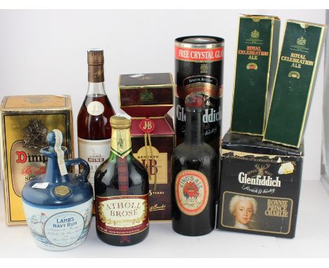 One bottle Glenfiddich, together with one flagon of Glenfiddich Bonnie Prince Charlie, one bottle Atholl Brose, one bottle Hi