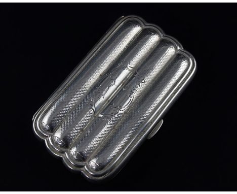 A Victorian silver four division cheroot or cigar case, by David &amp; Lionel Spiers, assayed Birmingham 1882, of shaped rect