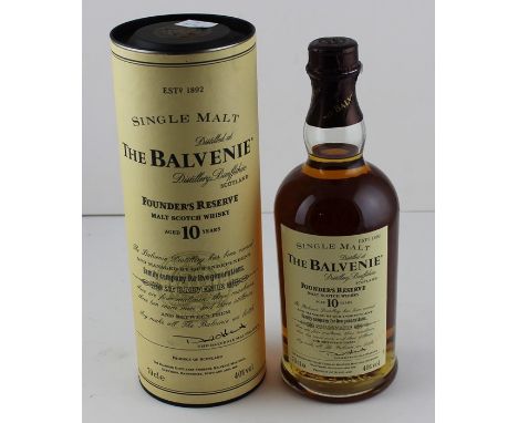 One bottle The Balvenie Founder's Reserve 10 years Single Malt Whisky, in original box, with distillery leaflet.