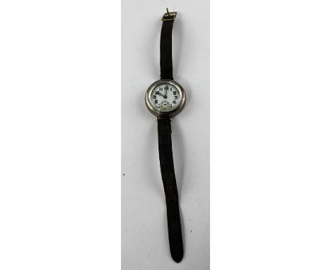 **REOFFER ETWALL JAN £80/£120**A Jean Finger patent Hermetic silver military style wrist watch, c.1920's, manual movement, ha