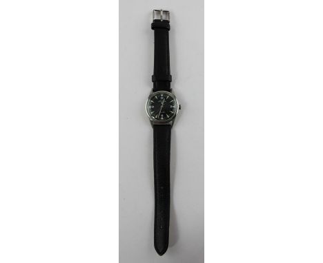 A stainless steel Favre-Lueba Sea King military style wrist watch, Ref 61092, c.1960's, manual movement, circular black dial 