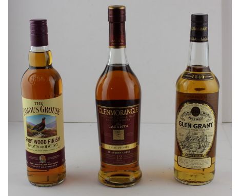 One bottle Glen Grant 10 year Old Pure Malt Whisky, bottled by Glen Grant Distillery, together with one bottle Famous Grouse 