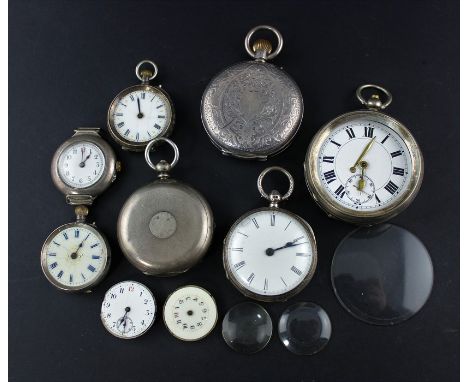 **REOFFER ETWALL JAN £60/£80**A collection of silver pocket watches, to include, a gentleman's silver hunter pocket watch, ha