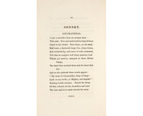 Shelley (Percy Bysshe) Rosalind and Helen, a Modern Eclogue; with other poems, first edition, half-title, 4pp. advertisements