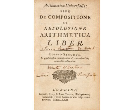 [Newton (Isaac)] Arithmetica universalis: sive de compositione et resolutione arithmetica liber, [edited by William Whiston],