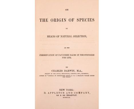 Darwin (Charles) On The Origin of Species by Means of Natural Selection, first American edition, half-title, bookplate, two s