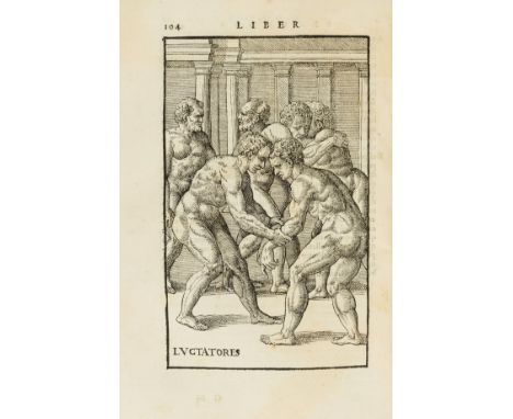 Mercuriale (Girolamo) De arte gymnastica libri sex, second edition, title with woodcut device, woodcut initials, 2 full-page 