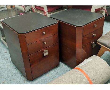 FILING CABINETS, ART DECO STYLE by SELVA a pair, 50cm x 55cm x 64cm H, contemporary design, leatherette tops. (2) 