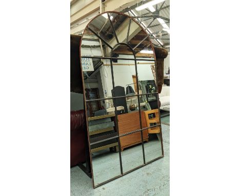 ARCHITECTURAL WALLMIRROR, 196cm x 111cm, metal frame with an arched top. 