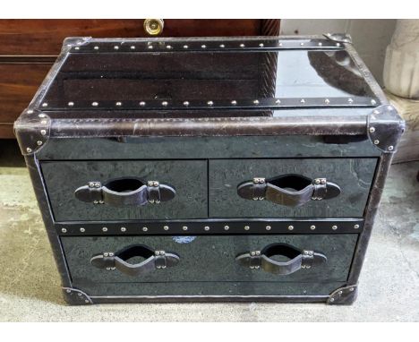 AVIATOR STYLE TRUNK, 49cm x 57cm H x 80cm. 