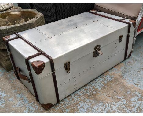TRUNK, 110cm x 60cm x 44cm, aviator style design, leather handles. 