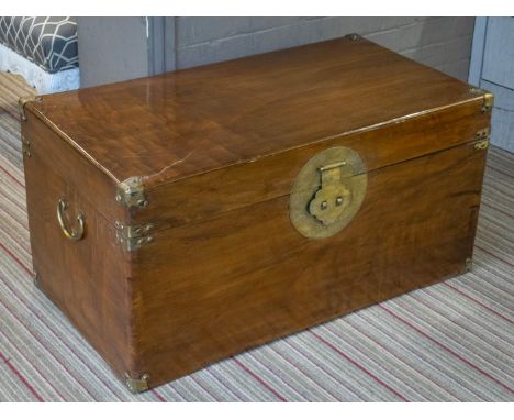 TRUNK, 46cm H x 94cm W x 53cm D, late 19th/early 20th century Chinese export camphorwood and brass bound. 