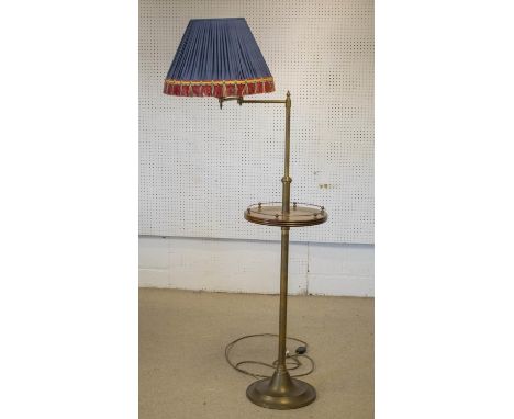 BESSELINK AND JONES FLOOR LAMP, 160cm H brass and adjustable with red and blue shade. 