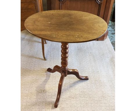 LAMP TABLE, 38cm x 54cm x 69cm H, Victorian, the oval tilt top on a turned column and tripod support. 