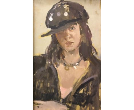 TOM COATES (British b. 1941) "Study of Elizabeth Moore", portrait study, initialed lower left, 40 cm x 24.5 cm, together with