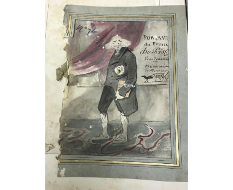 EARLY 19TH CENTURY FRENCH SCHOOL “Portrait du prince - grand chamb… toa tiré du cabinet de monsieur” a watercolour study numb