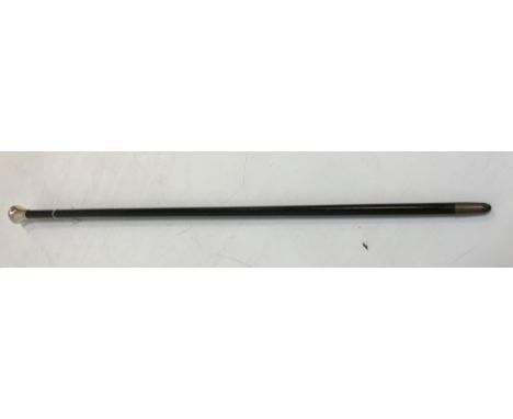 A George V silver topped walking cane with plain finial (William Neale &amp; Son, Birmingham 1926), 91 cm long 